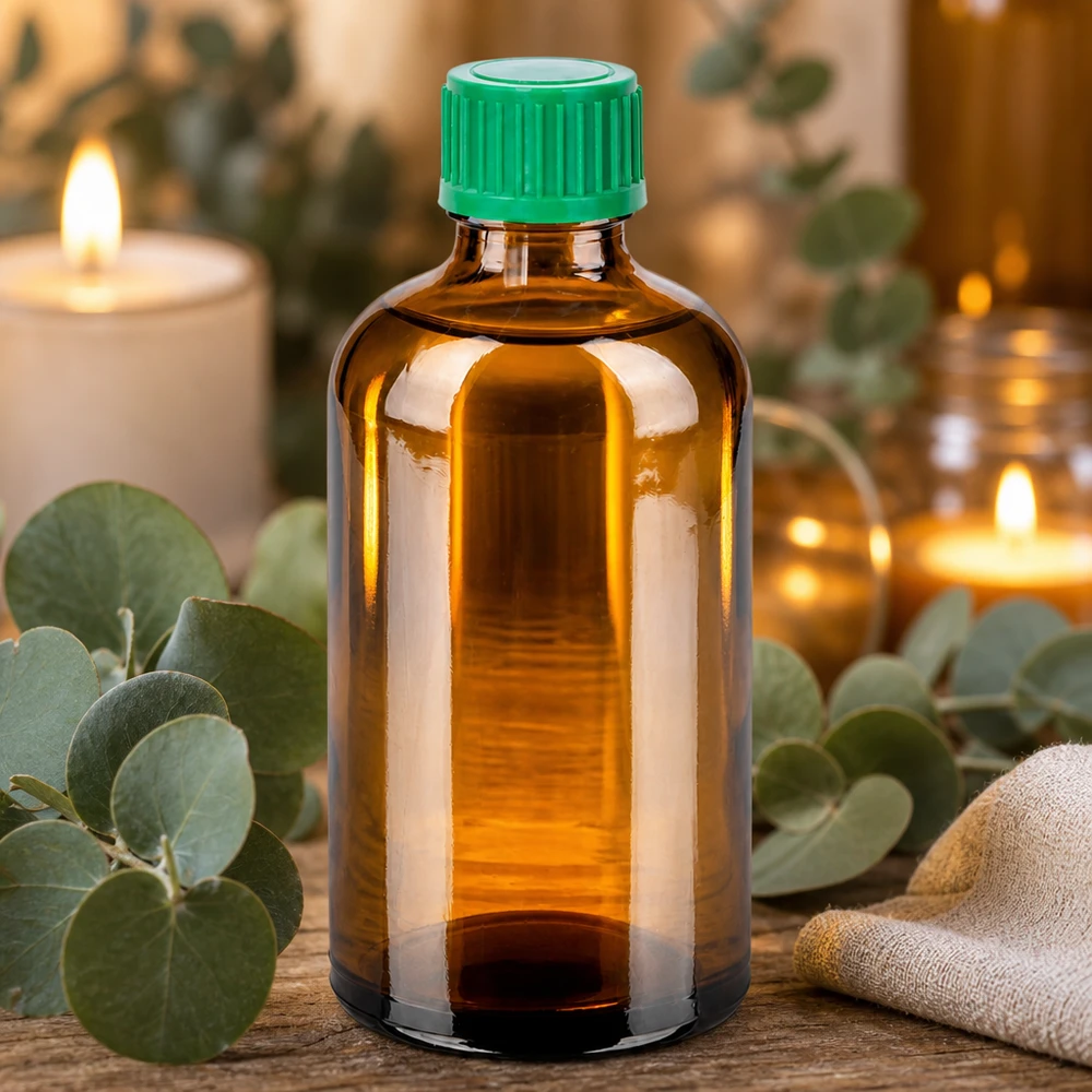 Flacon 100ml 11mm SV vert OV BrownLine UT18/100 Bouteille élégante en verre brun de 100 ml avec un bouchon vert vif pour un usage domestique