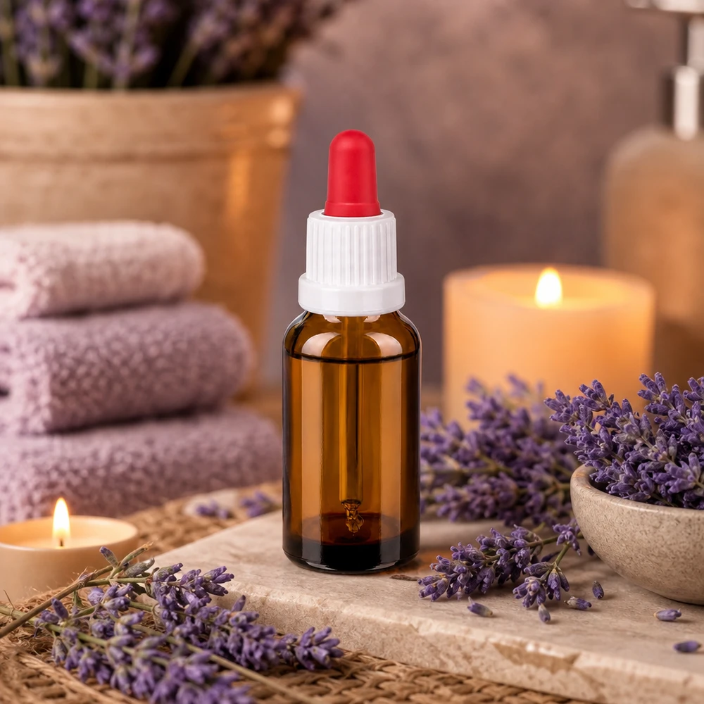 20ml flacon à pipette blanc/rouge OV BrownLine UT18/20 Bouteille à pipette BrownLine de 20 ml en verre brun protégé de la lumière avec bouchon compte-gouttes de précision