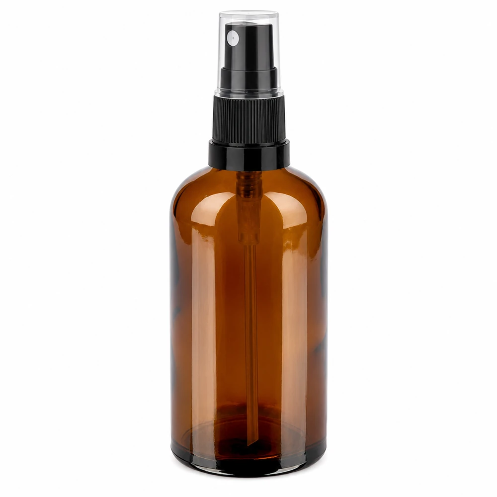 100ml vaporisateur noir/tr. STD BrownLine UT18/100 Petit vaporisateur de 100 ml en verre brun parfait pour les voyages et les applications en déplacement