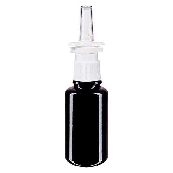Bouteille de pharmacie violette 20ml vaporisateur nasal blanc standard