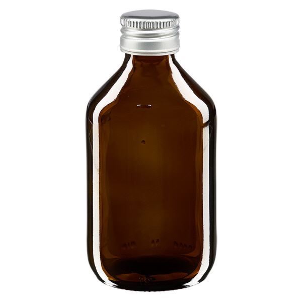 Flacon médical de 250ml brun avec bouchon en aluminium argenté