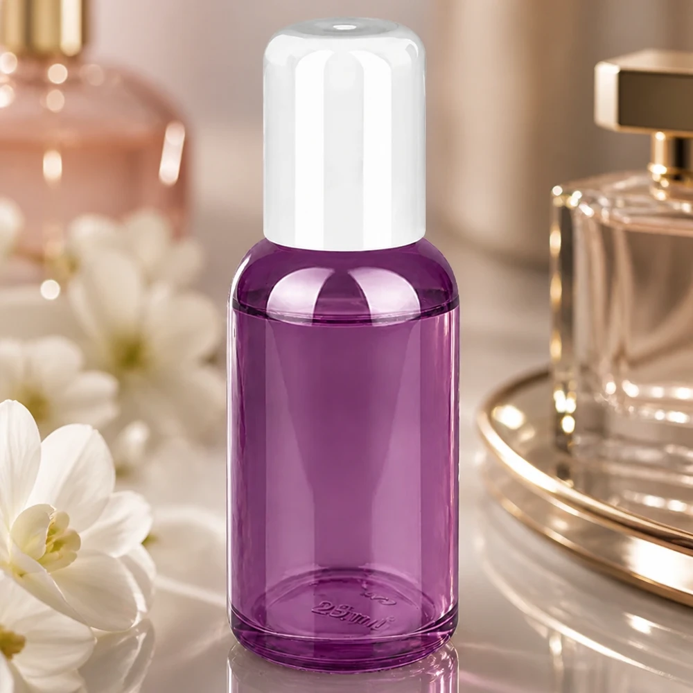 Flacon roll-on 30ml blanc standard PurpleLine UT18/30 Récipient roll-on de 30ml en verre violet avec capuchon blanc idéal pour les cosmétiques DIY et les produits naturels
