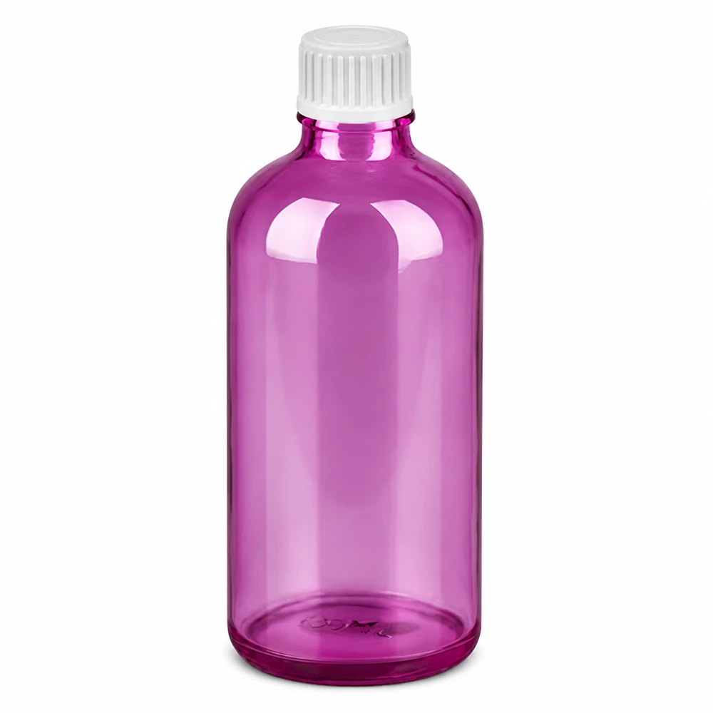 Flacon compte-gouttes 100ml 0.9mm blanc standard PurpleLine UT18/100 Flacon compte-gouttes de 100 ml au design Purple Line pour huiles essentielles et teintures