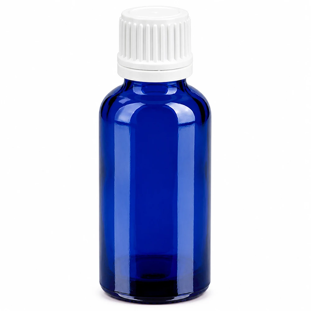 Flacon 30ml 11mm SV blanc OV BlueLine UT18/30 Bouteille de pharmacie de 30 ml en verre bleu de haute qualité pour les médicaments et les huiles