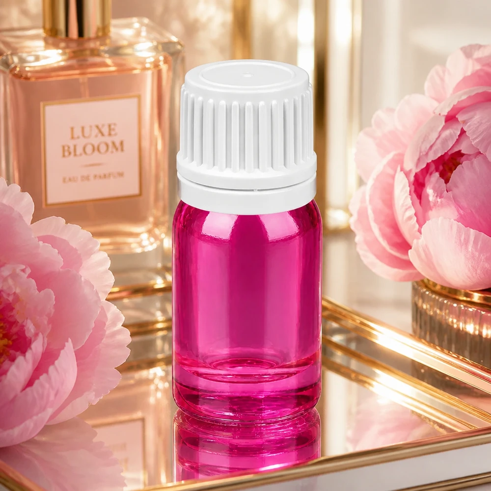 Flacon 5ml bouchon à vis 11mm blanc Originalité bouchon à vis PurpleLine UT18/5 Flacon en verre violet de 5 ml avec bouchon blanc rainuré pour une prise en main optimale à l'ouverture