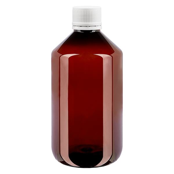 Bouteille PET 500ml avec OV blanc finement strié Bouteille PET 500ml avec OV blanc finement strié