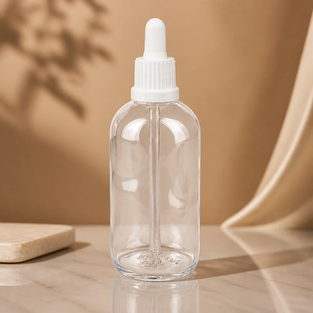 Flacon ClearLine de 100 ml avec embout pipette blanc OV UT18 pour sérums et produits cosmétiques