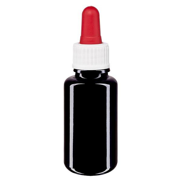 Flacon de pharmacie viol. 20ml pipette blanc/rouge St Flacon de pharmacie viol. 20ml pipette blanc/rouge St