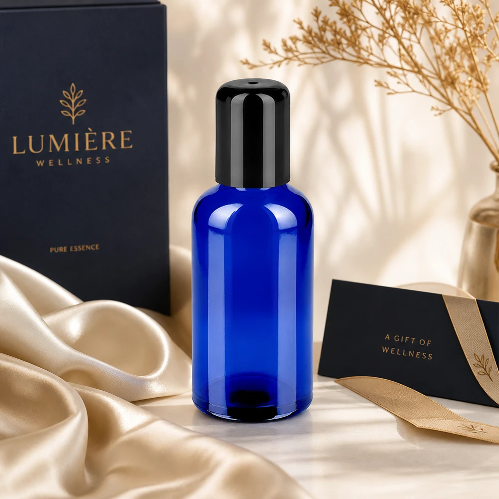 Flacon Roll-On 50ml noir STD BlueLine UT18/50 STD BlueLine UT18/50 Flacon roll-on 50ml en verre robuste pour des applications beauté de longue durée