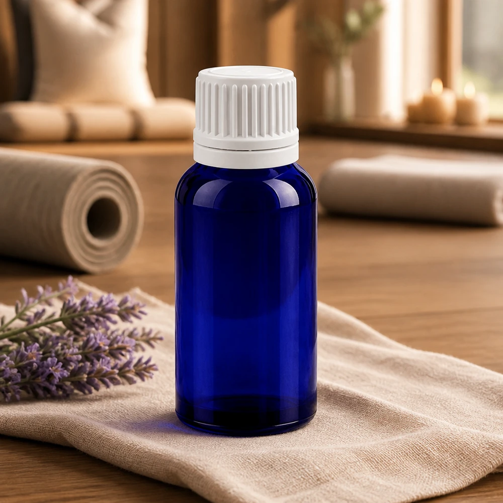 Flacon compte-goutte 30ml 0.7mm blanc OV BlueLine UT18/30 Bouteille en verre pratique de 30 ml avec système de fermeture anti-gouttes pour le laboratoire et la médecine