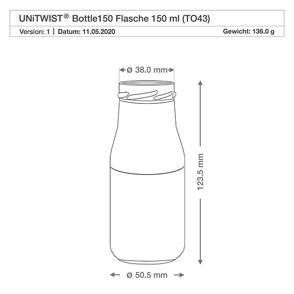150ml Bouteille sans bouchon (TO43) UNiTWIST