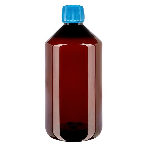 Flacon PET 750ml avec bouchon d'inviolabilité bleu