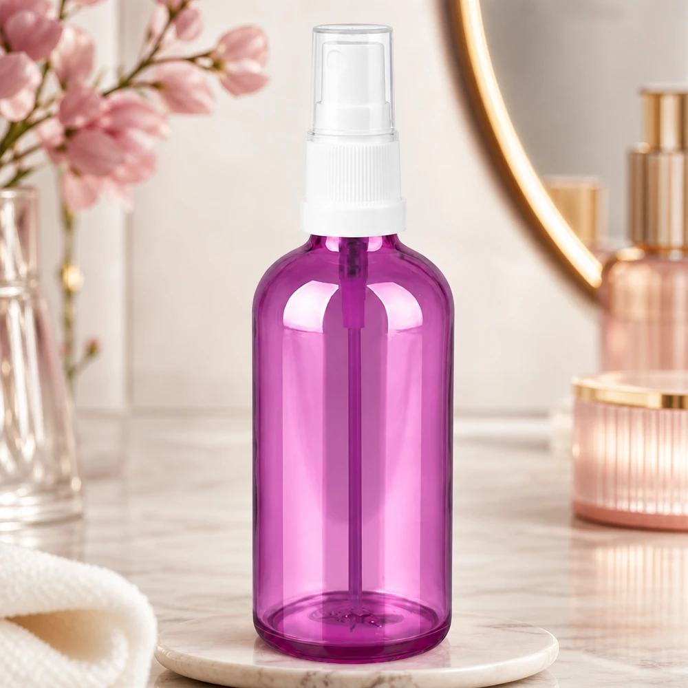 Flacon compact de 100 ml avec embout vaporisateur, idéal pour les voyages et les déplacements