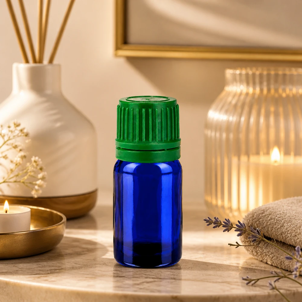 Flacon 5ml 11mm SV vert OV BlueLine UT18/5 Elégant flacon en verre bleu cobalt de 5ml au design ergonomique pour une utilisation facile