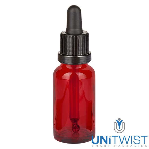 Flacon brun 30 ml + pipette rouge et blanche standard Flacon brun 30 ml + pipette rouge et blanche standard
