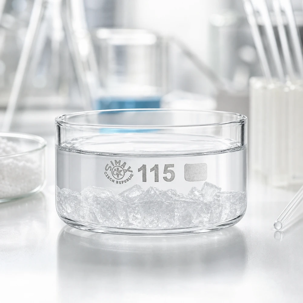 Coupelle cylindrique plate en verre de 115 mm de diamètre, destinée aux applications de laboratoire en chimie