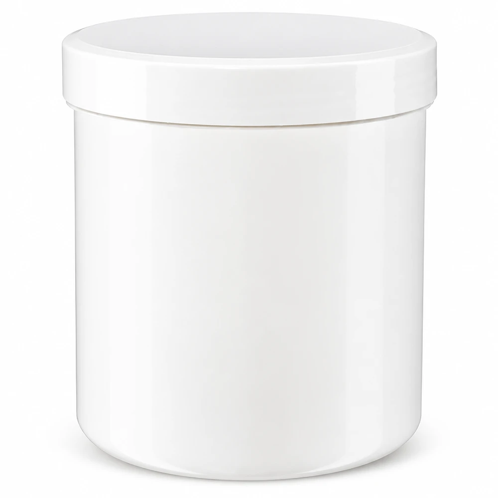 Pot en plastique PP de 50 g, blanc mat, avec un couvercle à vis blanc à fermeture hermétique