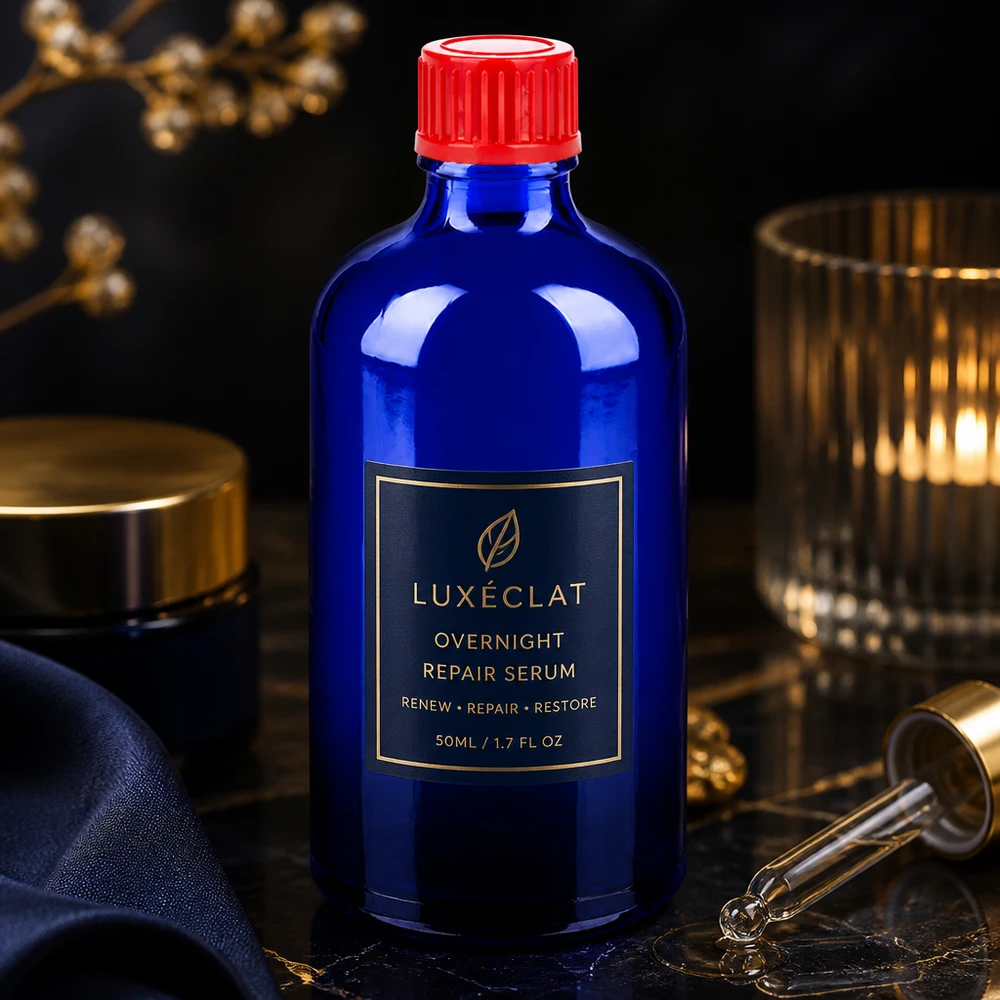 Flacon de 100ml 11mm SV rouge STD BlueLine UT18/100 Flacon en verre bleu cobalt de 100ml avec bouchon SV pratique de 11mm pour produits cosmétiques