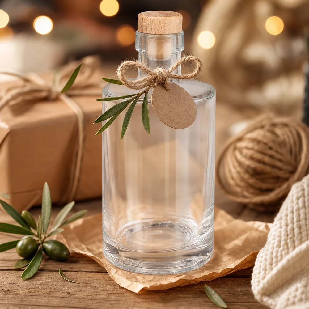 Bouteille en verre 350 ml « Galileo » avec bouchon en bois UNiTWIST®