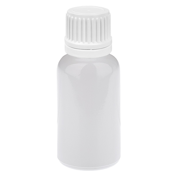 Flacon compte-gouttes 20 ml, bouchon blanc inviolable 0,7 mm WhiteLine UT18/20