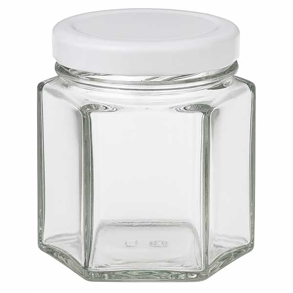 47ml Verre hexagonal avec couvercle BasicSeal blanc UNiTWIST
