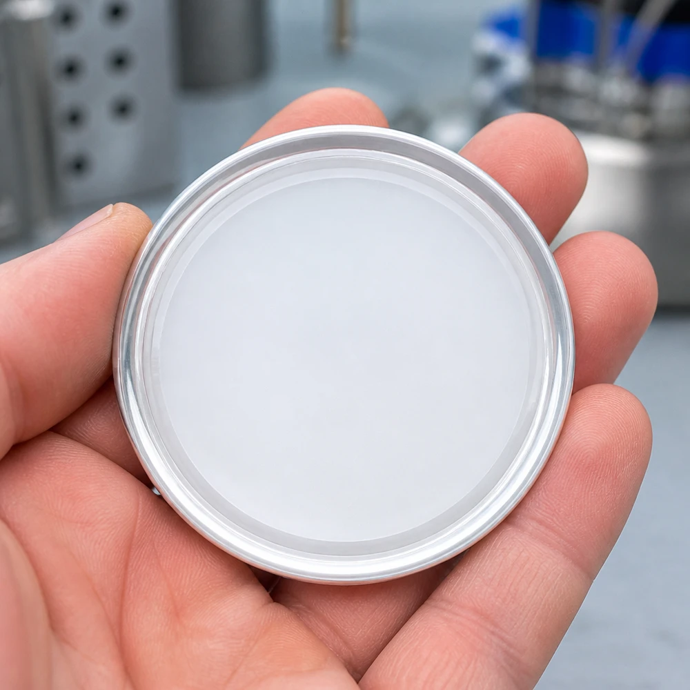 66mm BasicSeal bouchon blanc (TO66) UNiTWIST La paume de la main tient par le dessous le bouchon à vis blanc TO66 BasicSeal 66 mm UNiTWIST