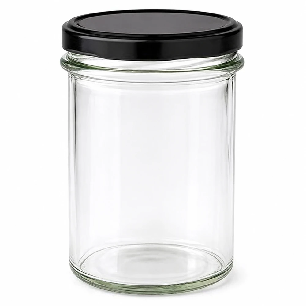 230ml Verre conique avec couvercle BasicSeal noir UNiTWIST 230ml bocal avec couvercle noir BasicSeal vide transparent bocal à conserves bocal à provisions