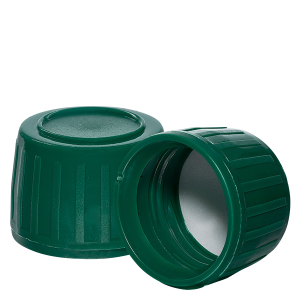 Bouchon à vis vert avec bague d'inviolabilité PP28 ApoGlas Bouchon à vis vert avec bague d'inviolabilité PP28 ApoGlas