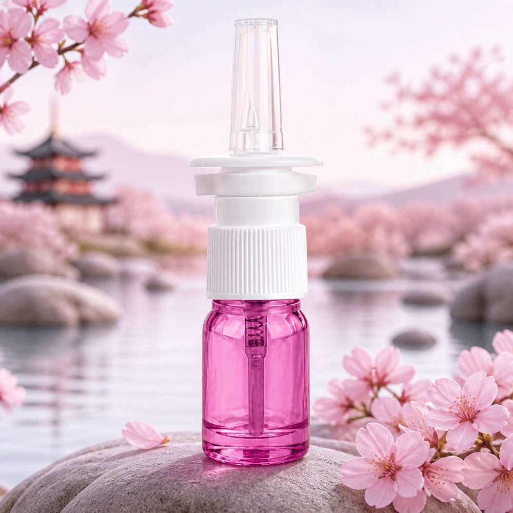 Vaporisateur nasal 5ml blanc/transparent standard PurpleLine UT18/5 Bouteille de spray nasal professionnelle 5ml violet transparent avec système de fermeture anti-fuite UT18/5