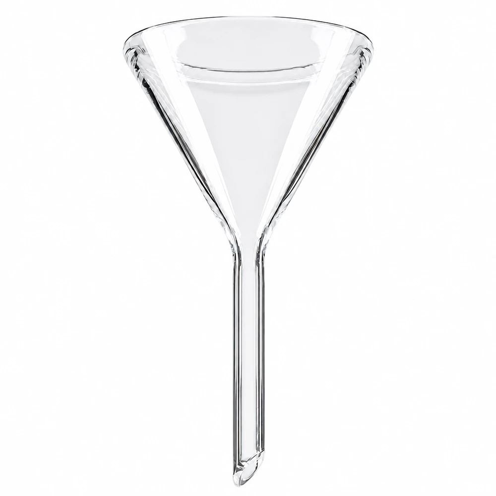 Entonnoir en verre de 40 mm de diamètre en verre sodo-calcique avec angle de 60 degrés et manche court
