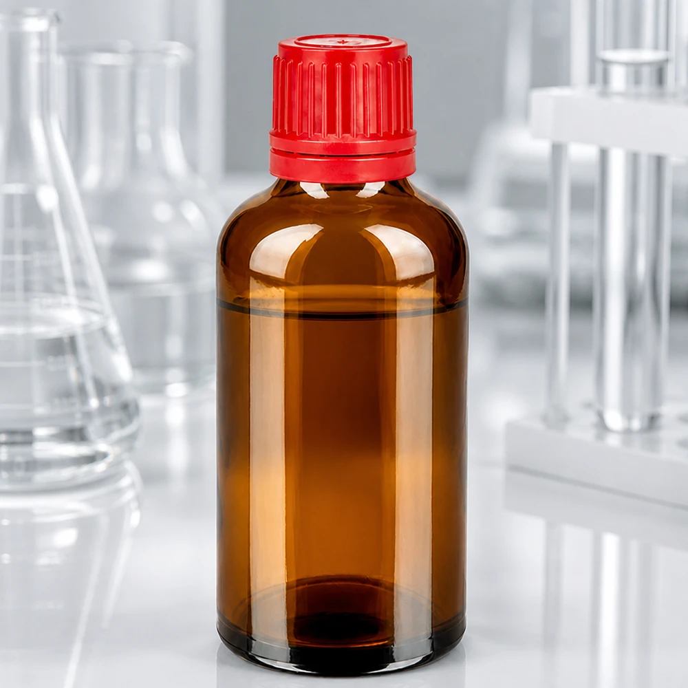 Flacon 50ml 11mm SV rouge OV BrownLine UT18/50 Flacon de stockage compact de 50 ml avec bouchon de sécurité enfant rouge pour une utilisation professionnelle