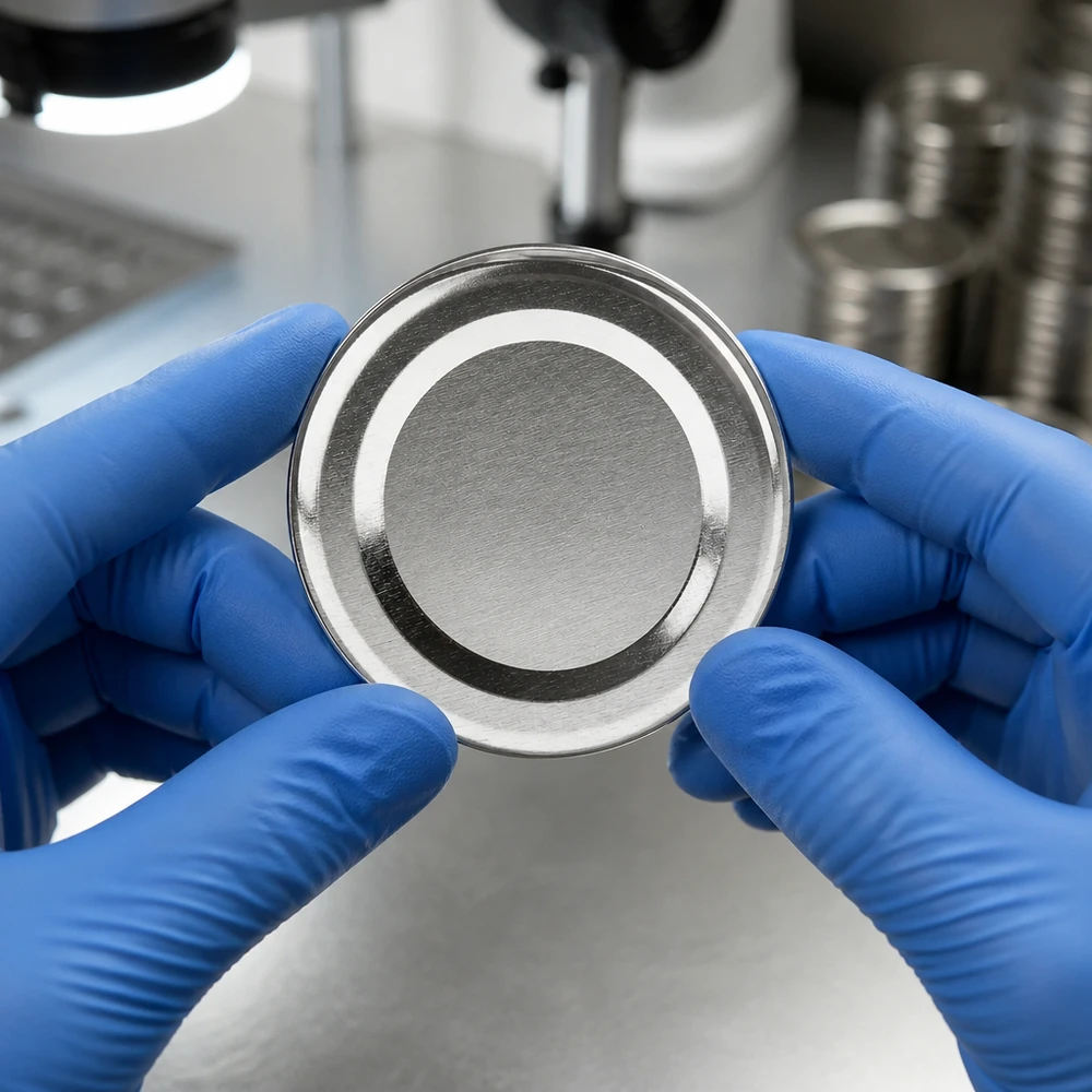 Couvercle à visser TO48 48 mm argenté UNiTWIST Contrôle qualité Laboratoire industriel Gants de protection