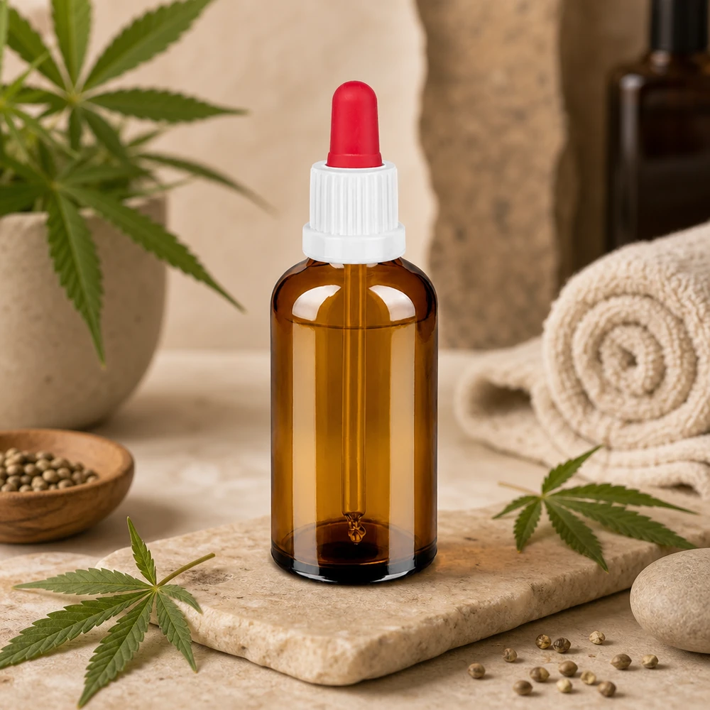50ml flacon à pipette blanc/rouge OV BrownLine UT18/50 Bouteille à pipette en verre brun premium de 50 ml avec protection UV pour les substances et les huiles sensibles à la lumière