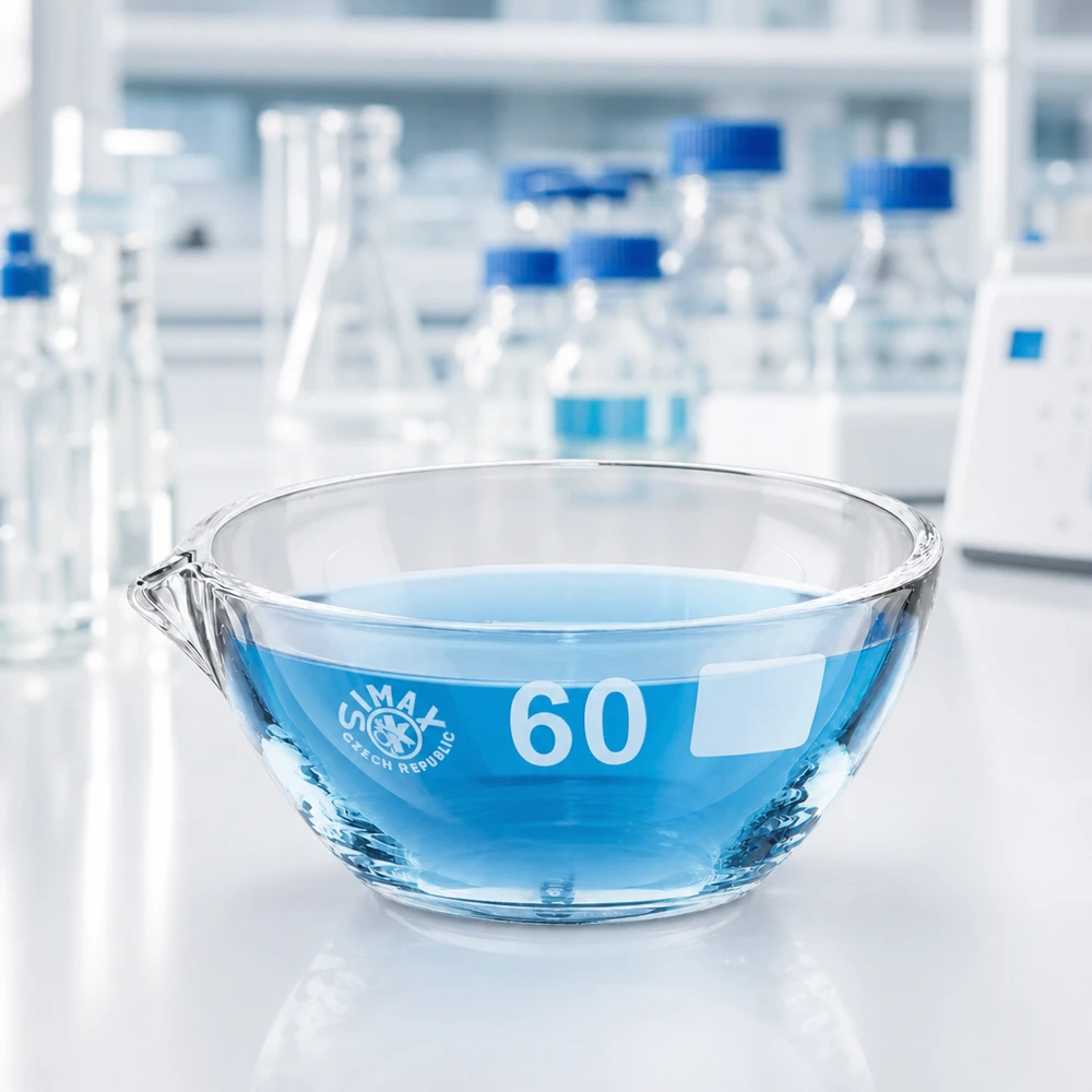 Bol d'évaporation fin en borosilicate 45ml ø60mm avec bec verseur pratique pour la microchimie