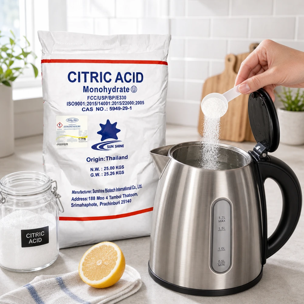 25kg d'acide citrique E330 en sac industriel refermable - portionnement pratique avec cuillère de mesure