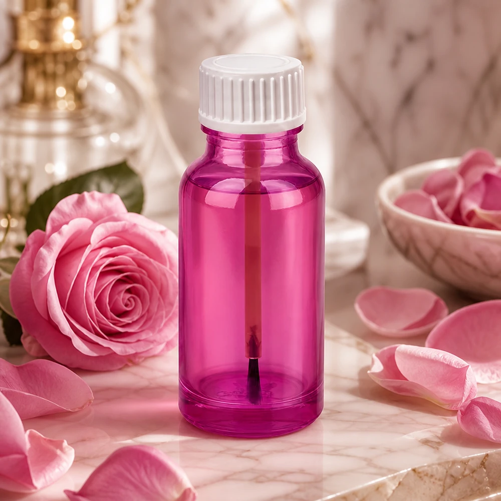Bouteille pinceau 20ml blanc standard PurpleLine UT18/20 Bouteille cosmétique de 20 ml de haute qualité avec applicateur pinceau intégré pour un dosage facile
