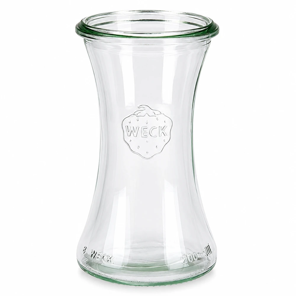 WECK RR60 Pot à délicatesse 200ml vide transparent avec logo et marquage de niveau pour la mise en conserve et la conservation