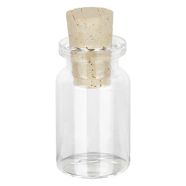 Flacon en verre clair 5 ml avec bouchon de liège 11/14 mm Flacon en verre clair 5 ml avec bouchon de liège 11/14 mm