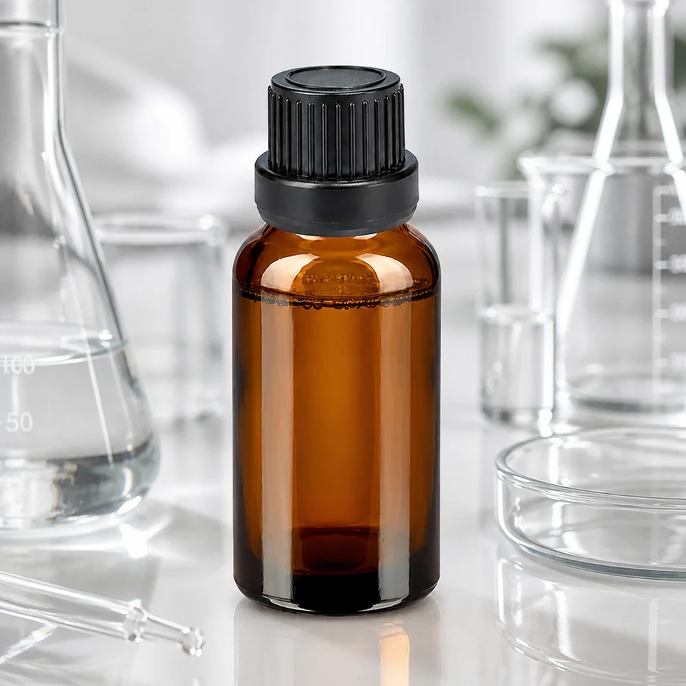10ml compte-gouttes. 2mm noir OV BrownLine UT18/10 Flacon pharmaceutique en verre brun de 10ml avec col de 18mm et compte-gouttes noir de 2mm