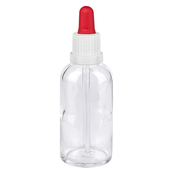 Flacon à pipette 50ml blanc/rouge OV ClearL. UT18/50 Flacon à pipette 50ml blanc/rouge OV ClearL. UT18/50