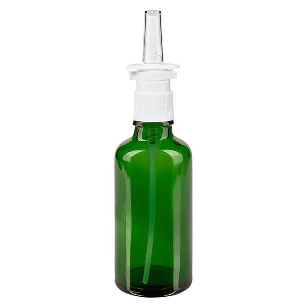 Flacon à pharmacie vert 50ml vaporisateur nasal blanc standard Flacon à pharmacie vert 50ml vaporisateur nasal blanc standard