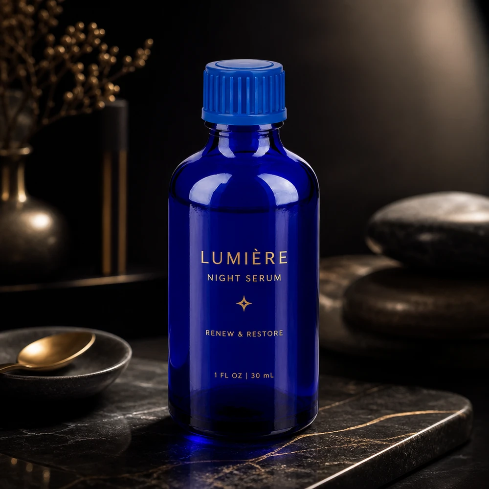 Flacon de 50ml 11mm SV bleu STD BlueLine UT18/50 Bouteille de cobalt à paroi épaisse de 50 ml avec fermeture de sécurité pour les enfants pour les applications pharmaceutiques