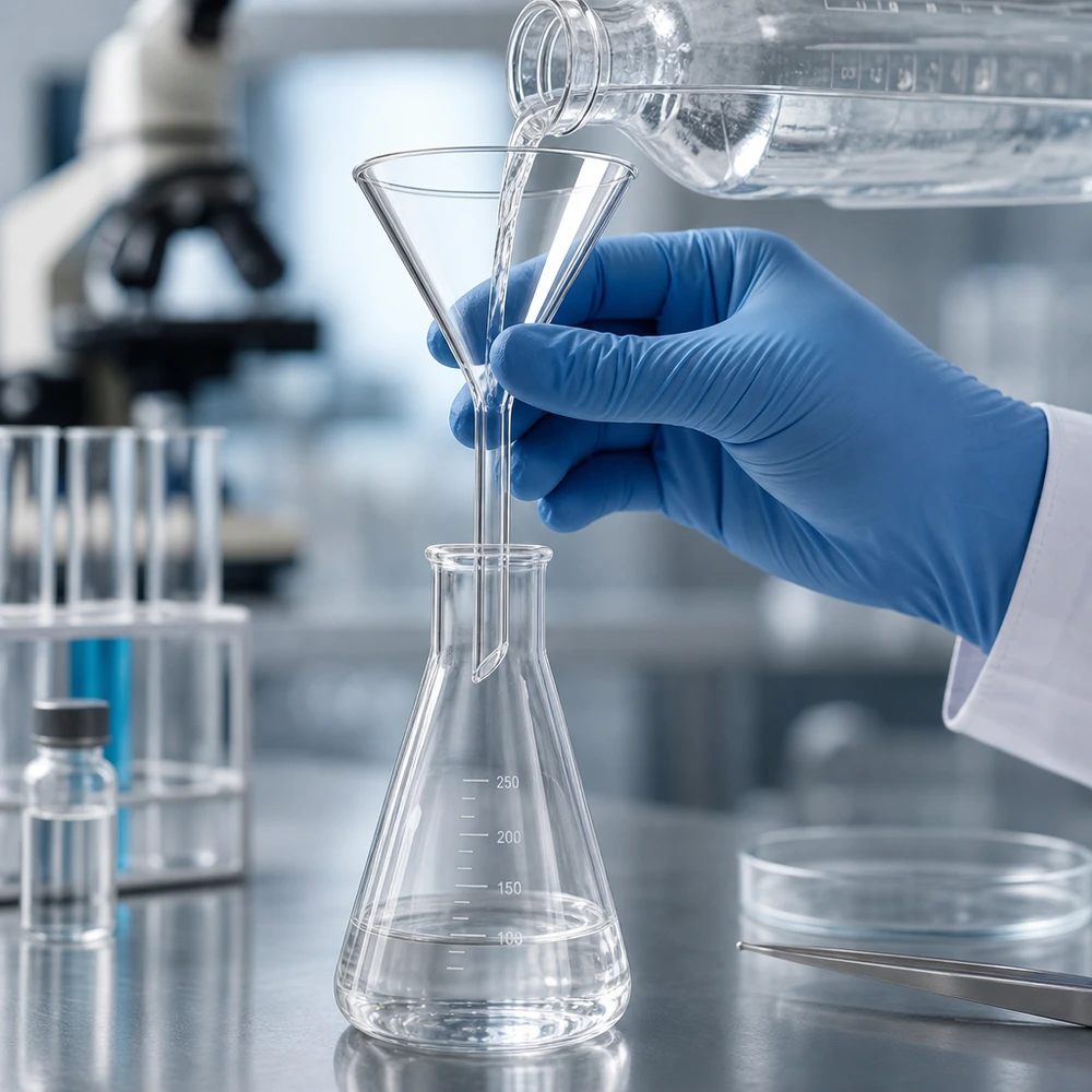Entonnoir de laboratoire professionnel 55mm avec une forme d'entonnoir optimale pour un dosage contrôlé en laboratoire