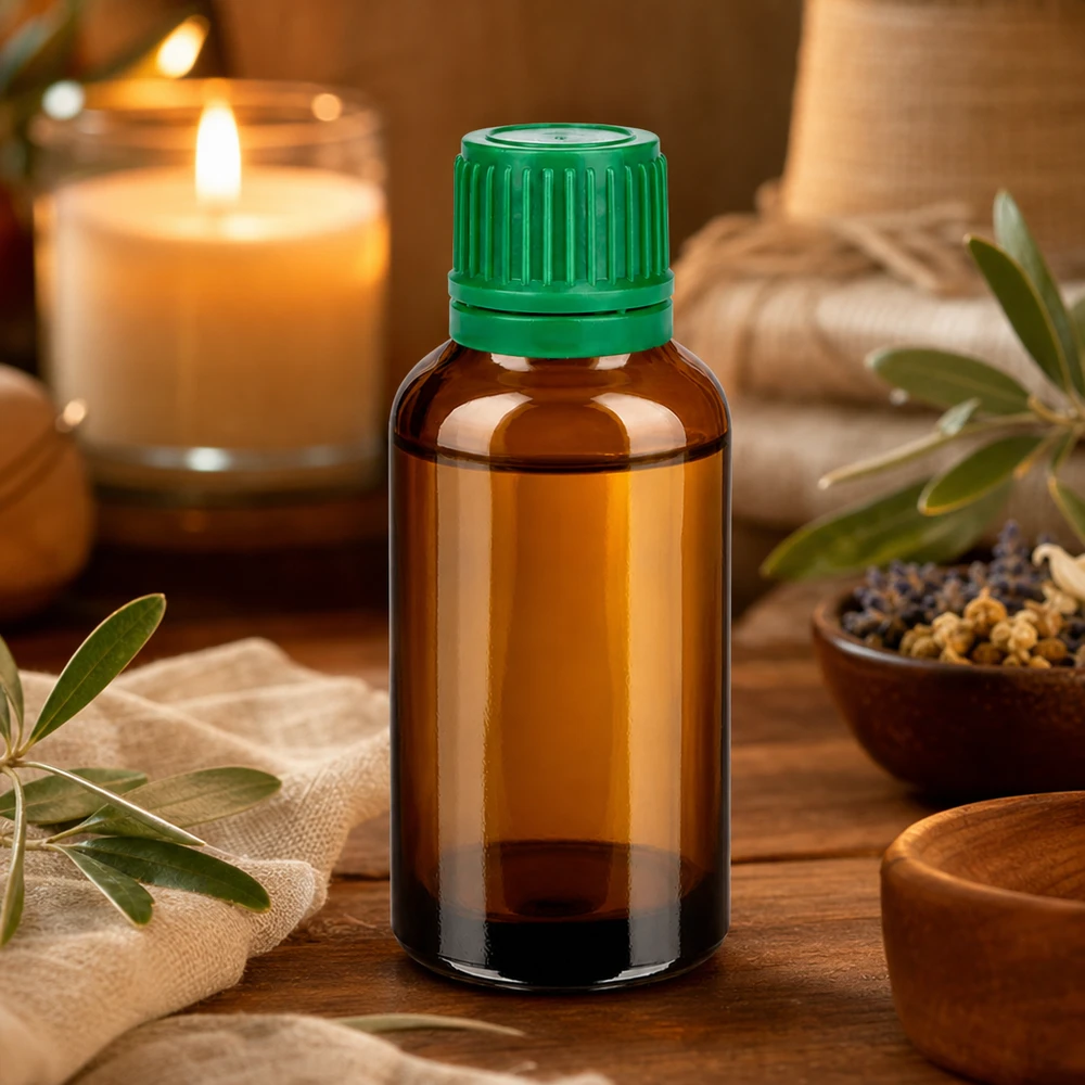 Flacon 30ml 11mm SV vert OV BrownLine UT18/30 Bouteille médicale robuste de 30 ml en verre teinté avec bouchon à vis vert à fermeture hermétique