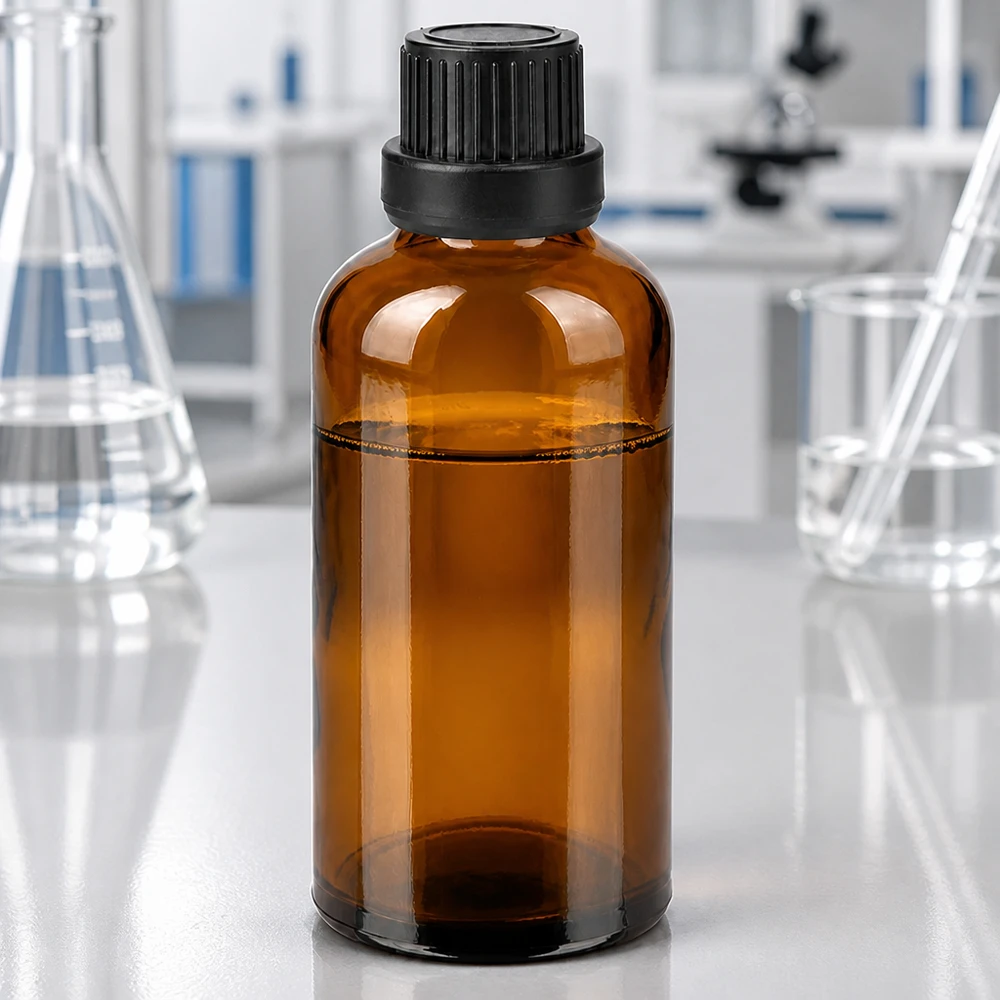 Flacon 50ml 11mm SV noir OV BrownLine UT18/50 Flacon de laboratoire professionnel en verre brun de 50ml avec bouchon OV noir pour produits chimiques