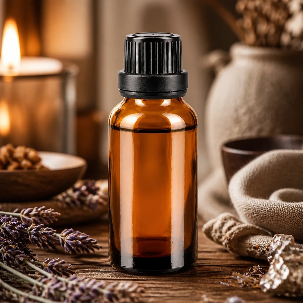 Flacon en verre de pharmacie de 20 ml, couleur ambre, avec compte-gouttes de 2 mm, pour l'aromathérapie et les huiles essentielles