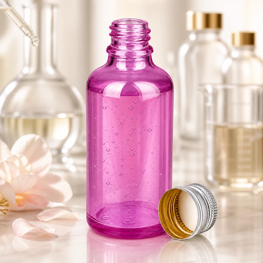 Flacon 50ml bouchon à vis 11mm alu-argent standard PurpleLine.UT18/50 Bouteille en verre de qualité supérieure de 50 ml en violet avec bouchon STD anti-fuite pour les professionnels