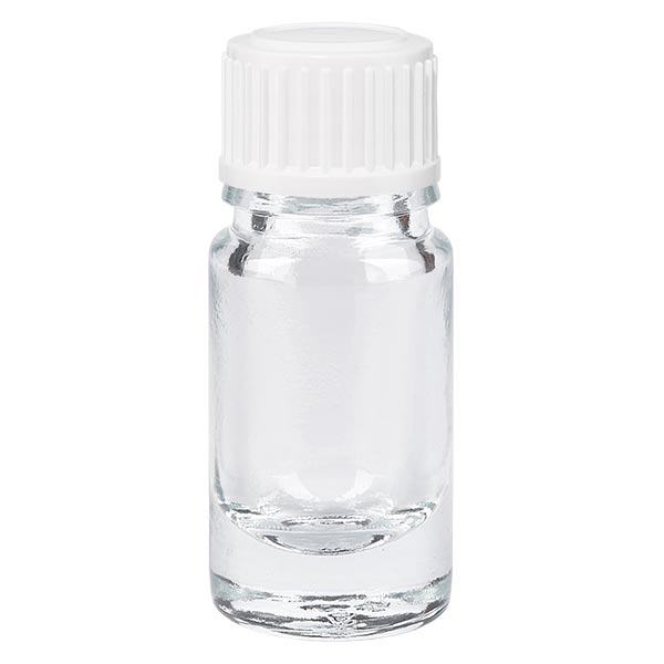 Flacon de pharmacie transparent 5ml bouchon compte-gouttes blanc 0.8mm standard