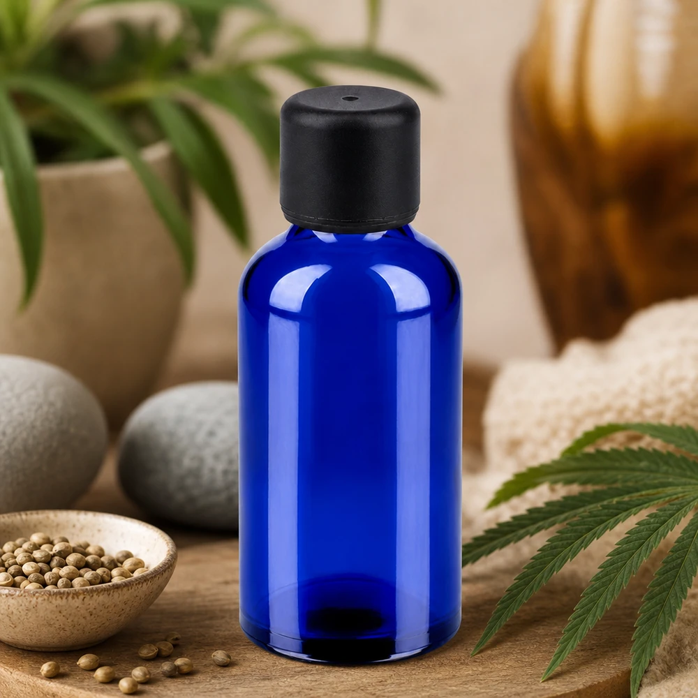 Flacon 50ml 6mm SV noir STD BlueLine UT18/50 Flacon en verre robuste de 50 ml avec bouchon noir mat pour une conservation sûre des substances actives