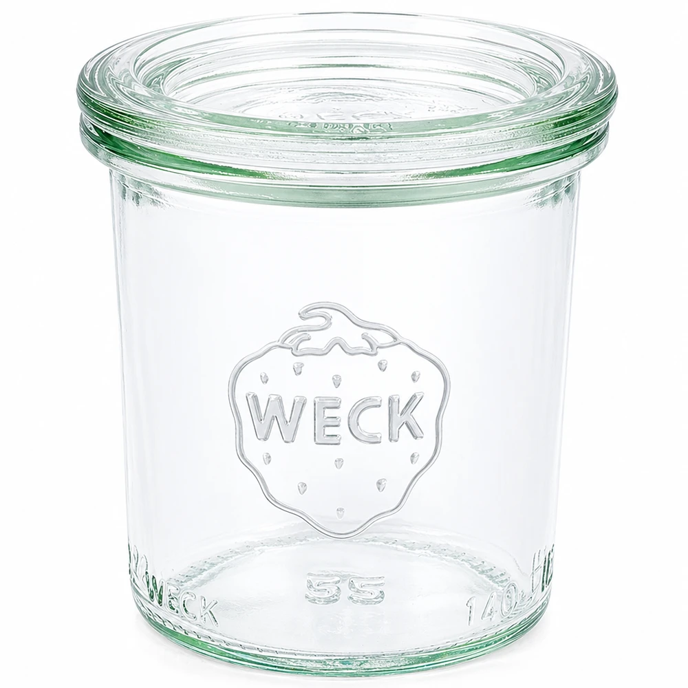 WECK Pot renversé 140ml RR60 avec couvercle en verre transparent Pot de conservation et de stockage